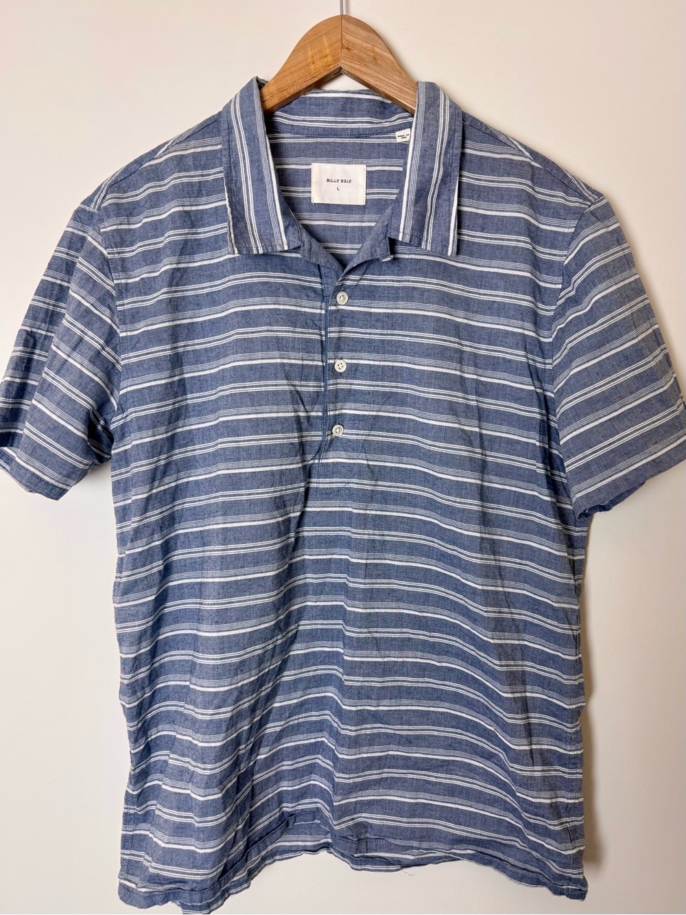 Billy Reid Gray Striped Casual Popover Shirt Size L